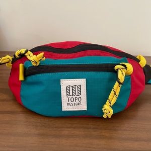 Topo Designs Mountain Waist Pack Fanny Hip Bag Red Blue Crossbody Nylon